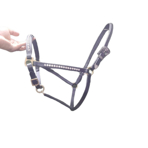 Lujoso Halter de caballo de latón macizo ajustable de Color marrón Habana con doble hebilla Herrajes Halter de caballo de cuero - Product Image 3