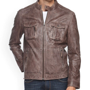 Chaqueta de invierno de cuero de moda para hombre con cuello levantado y logotipo frontal con capucha transpirable para la temporada de frío - Product Image 1