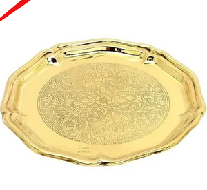 Plaque de chargeur de service de forme ronde finie dorée de vente chaude - Product Image 2
