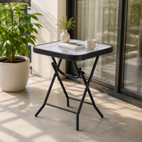 Meubles de jardin, table de patio, table de balcon, table pliante en verre pour pique-nique en plein air, pour la cour