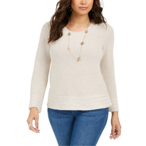 Cardigan da Donna Style Co con Cuciture Miste, Colore Avena, Taglie XS-Petite-XL, Maglia Traspirante con Bottoni Frontali per Autunno/Inverno - Product Image 1