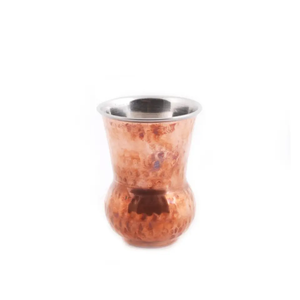 Vaso de vidrio de acero de cobre martillado Vaso de bebida tradicional indio - Product Image 2