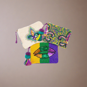 Pochette porte-monnaie perlée personnalisée pour les festivals de Mardi Gras 2025 Fermeture à glissière de forme carrée Belles options pour les événements de festivals - Product Image 6