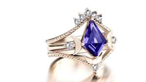 Lune de ma vie Unique Art Déco Tanzanite Bague de fiançailles Ensemble Alliance en argent sterling 925 Style classique pour les fêtes - Product Image 5