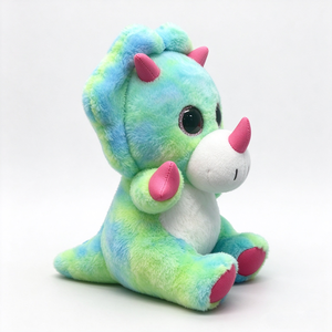 Peluche triceratops personnalisée, peluche dinosaure, peluche dinosaure aux grands yeux, peluche aux yeux scintillants, peluche tie-dye, peluche pastel - Product Image 3