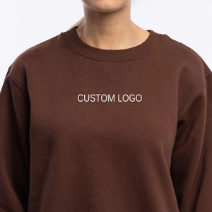 Haute qualité entraînement vêtements de sport coupe décontractée à manches longues hauts surdimensionné col rond pulls chocolat sweats à capuche femmes - Product Image 1