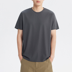 T-shirt pour homme 100% coton avec logo personnalisé design de luxe de qualité côtelé col rond oversize épaules tombantes Streetwear T-shirt pour homme - Product Image 6