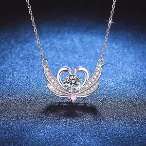 Collar con Colgante de Plata de Ley S925 con Moissanita de 1 Quilate en Forma de Corazón de Cisne, Multicolor, Moderno, Elegante, para Mujer, Regalo - Product Image 5