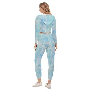 ชุดวอร์มผู้หญิงแบบครอปเข้ารูป,ชุดวิ่งออกกำลังกายแบบมีฮู้ดพร้อมโลโก้ตามสั่ง - Product Image 4