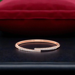 ชุดง่ามเพชรโมอิส E-F/VVS-VS ทรงกลม1.00 CT กำไลข้อมือแบบเปิดทำจาก925เงินสำหรับทุกเพศ - Product Image 3