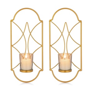 Candelero de pared de Metal dorado para iluminación decorativa, candelabro de vela de hoja moderna para decoración de pared de salón - Product Image 3