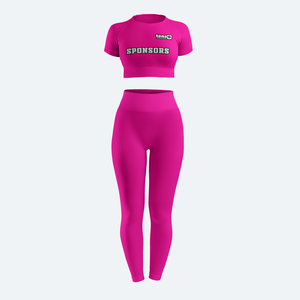 Heat Transfer Printing Womens Sportswear Crop <b>Top</b> <b>Leggings</b> Set Elastic Waist Quick Dry Breathable Customized Branding Team - Product Image 1