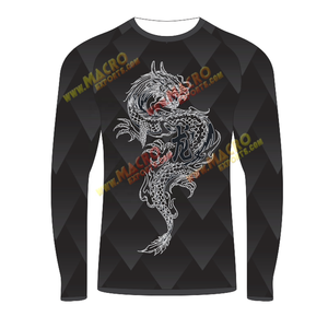 เสื้อรัดรูปแขนยาวสำหรับผู้ชายเสื้อแบบ rash GUARD MMA surfing rash GUARD UPF 50พิมพ์แบบถ่ายเทความร้อนกำหนดเองโพลีเอสเตอร์/ สแปนเด็กซ์220กรัม - Product Image 5