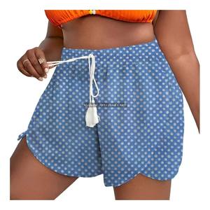 Stylish <b>Women's</b> Full Cotton Elastic Waist Rope Drawstring Waist Wrap Shorts Sweet Printed Rope Drawstring Waist Wrap Shorts Pant - Product Image 2