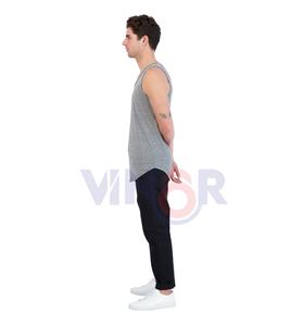 Débardeur de sport avec logo personnalisé pour hommes, respirant, séchage rapide, anti-UV, t-shirt de gymnastique en maille de coton écologique, col rond, sans manches - Product Image 4