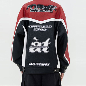 2024 New Street retro color a juego chaqueta de cuero de mano de obra pesada personalizada de alta calidad amigable PU vintage chaqueta de carreras - Product Image 4