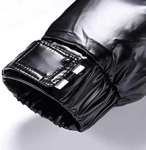 Chaqueta acolchada de charol para hombre: con capucha, más gruesa, cálida para invierno, bolsillos con cremallera, abrigo de esquí con cuello levantado informal sólido - Product Image 3