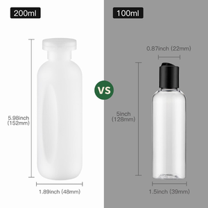 Botella de plástico HDPE de 200ml, botella exprimible con tapa abatible, envase de loción de champú cosmético vacío recargable - Product Image 1