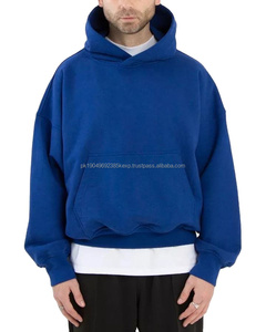 Sweat-shirts à capuche unis en coton 100% de haute qualité pour hommes, respirants, coupe ample et surdimensionnée, sweat-shirt court pour hommes - Product Image 2
