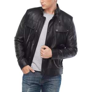 Chaqueta de cuero de invierno de nuevo diseño interior cálido Chaqueta de cuero de piel de cordero auténtica para hombre Chaqueta de cuero de piel ajustada - Product Image 5