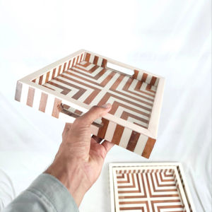 Bandeja de Madera Hecha a Mano Personalizada de la India - Decoración Ecológica para el Hogar, Venta al por Mayor a Precio de Fábrica - Product Image 1