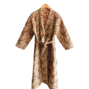 Cotton Women Wear Winter <b>Kimono</b> Bathrobe Floral Print Long Indian Handmade Long Sleeve Jacket Night Wear Cotton Bath Robe - Product Image 1