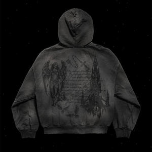 Survêtement pour homme en coton 100% personnalisé OEM, respirant, vintage, délavé à l'acide, patchwork, streetwear, jogging, survêtement, sweat à capuche avec strass - Product Image 4