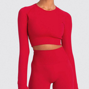 Trajes de Yoga de 2 piezas para mujer, ropa activa, conjunto de Yoga para Fitness, conjunto de ropa de gimnasio de manga larga para entrenamiento para mujer - Product Image 4