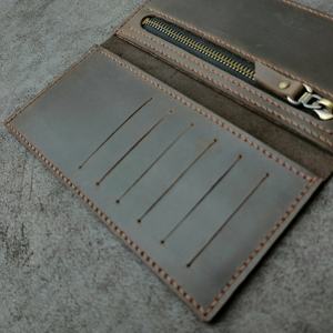 Titulaire de la carte de crédit vintage poche en cuir mince pour les affaires longue longueur de portefeuille avec motif uni LWW-0104 - Product Image 3