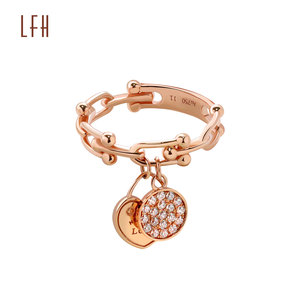 AU750饰品批发玫瑰金戒指心形吊坠戒指18k金链心形戒指女性oro 18k原装 - Product Image 1