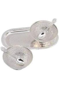 ชุดชามชุบเงินแบบดั้งเดิมของ Etnic 2ชิ้นพร้อมช้อนและถาด - Product Image 3