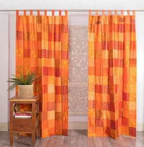 Hecho a mano indio bohemio Vintage Boho Hippie Patchwork cortinas seda Sari decorativo para casa habitación puerta ventana decoraciones - Product Image 6