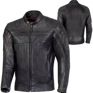 Veste en cuir à col montant pour jeunes, veste de motard en cuir véritable noire, personnalisez votre veste de moto en cuir pour hommes - Product Image 1