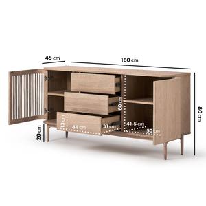 天然木仕上げの無垢材で作られた<span class=keywords><strong>3</strong></span>つの引き出しと<span class=keywords><strong>2</strong></span>つのドアを備えたOdetteサイドボード。 - Product Image 6