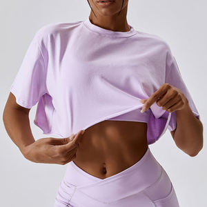 T-shirts d'été pour femmes Logo personnalisé impression coton surdimensionné perdre du corps haut court T-shirts pour les femmes - Product Image 4