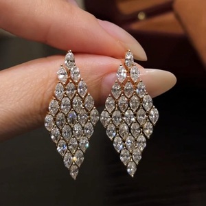 Women's 18K White Gold Marquise Cut <b>Dangle</b> <b>Earrings</b> Lab <b>Diamond</b> IGI Certified Classic Style Jewelry Everyday Wear F VVS2 Clarity - Product Image 2
