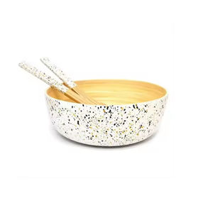 Bol de service en bambou filé écologique de belle conception assiette incrustée de coquille d'oeuf de style américain ustensiles de cuisine en gros du Vietnam - Product Image 1