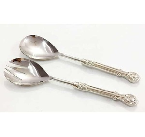 Resin Handle Metal Decorative Serving Set Stainless Steel Embossed <b>Salad</b> Serving Set <b>Salad</b> <b>Tools</b> - Product Image 2