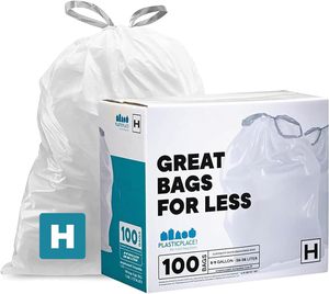 Bolsas de Basura Resistentes con Cordón, Compatibles con el Código H de Plasticplace, de 8-9 Galones (30-35 Litros), 18.5 x 28 Pulgadas, Paquete de 100 - Product Image 1