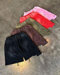 Custom Sweat Jogger <b>Short</b> Printing Baggy <b>Vintage</b> Distressed Embroidery Rhinestone Acid Washed <b>Short</b> for <b>Men</b> - Product Image 1