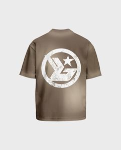 2025 nueva moda elegante Color gris de talla grande peso pesado moda cuello falso hombro caído algodón camisetas personalizadas - Product Image 3