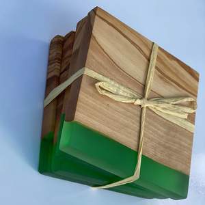 Sous-verres carrés à bords ronds en résine époxy Sous-verres absorbants réutilisables pour boissons chaudes et froides Abordable - Product Image 5