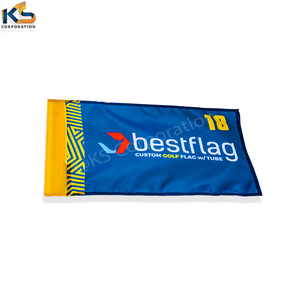 Semua warna bendera kustom sisi ganda pencetakan 100% poliester luar ruangan Logo kustom desain bendera iklan