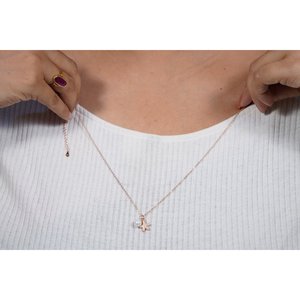 สร้อยคอมุกปลาดาวเงินแท้ 925 ประดับด้วยโรสโกลด์ - Product Image 1