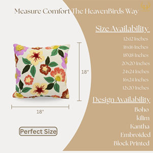 Funda de Almohada Decorativa Personalizable de Algodón Bordado a Mano con Diseño Floral Colorido, Estilo Boho Moderno para Sofá y Decoración del Hogar - Product Image 2