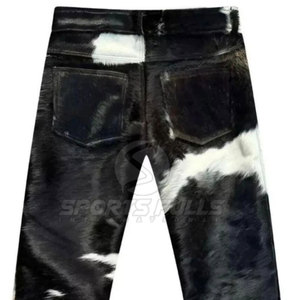 Pantalones de piel de vaca con pelo de diseñador para hombre, logotipo personalizado disponible, pantalones de piel de pelo de lujo para hombre, piel de vaca real, calidad hecha a mano - Product Image 5