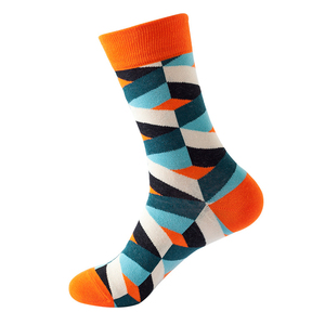 Chaussettes mi-mollet décontractées en coton respirant tricoté, imprimé géométrique numérique coloré OEM, pour adultes et enfants, collection automne - Product Image 2