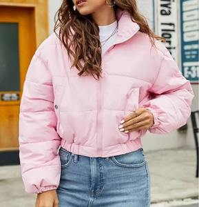 Parka acolchada de algodón de Invierno para mujer, abrigo de bombardero acolchado con cuello levantado, forro de nailon cálido grueso, técnicas impresas - Product Image 2