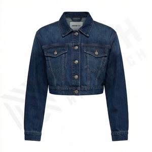 Veste en jean pour femme de haute qualité, très vendue, à prix avantageux, avec détails boutonnés, tissu délavé, automne, sur mesure, manches longues, confortable - Product Image 1