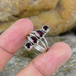 Handmade Boho Gemstone <b>Ring</b> Custom Size Garnet Jewelry for Her Christian Anniversary Gift Style Bohemia - Product Image 2